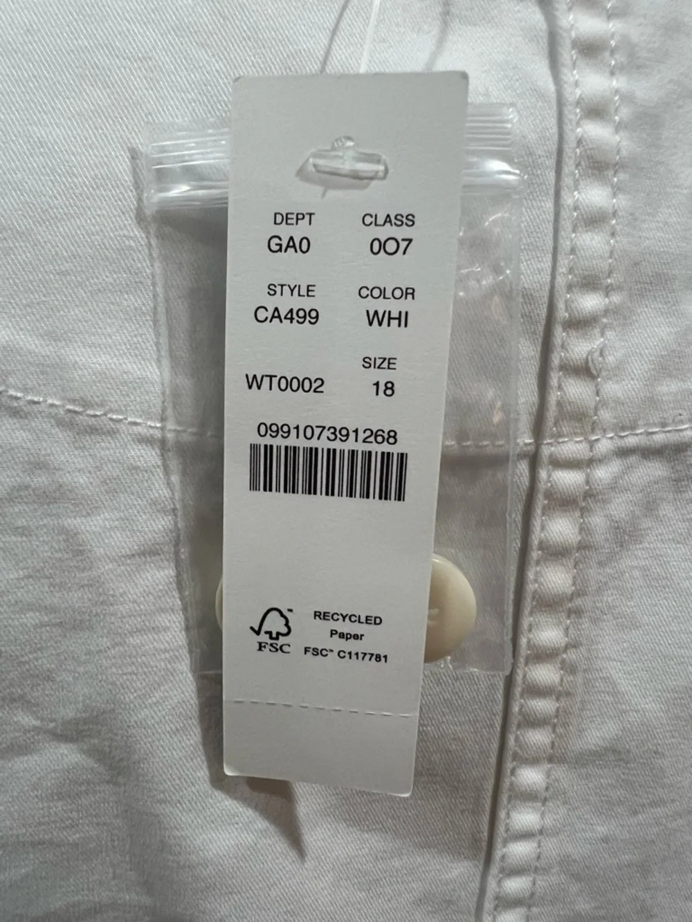 J. Crew White Patch Pocket Chino Vest Size 18 NWT